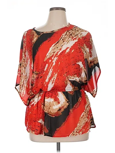 Pre-owned Premise Studio Short Sleeve Blouse In Red