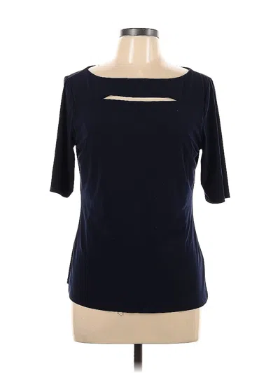 Pre-owned Premise Studio Short Sleeve Top Black Solid Pattern Keyhole Neckline Tops