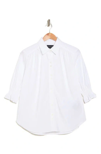 Premise Studio Smocked Ruffle Shirt In White