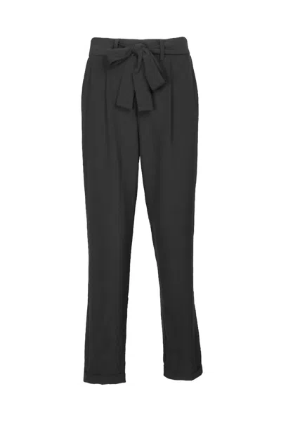 Premise Women's Mid Waist Belt Hoop Tie Crepe Pants In Black In Multi