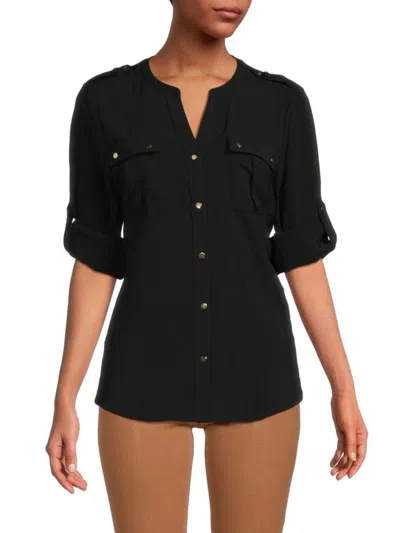 Premise Women's Tab Button Cargo Shirt In Black