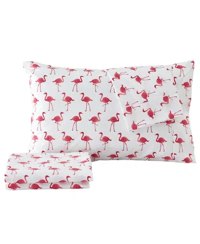 Premium Comforts Coastal Printed Microfiber 4-pc. Sheet Set, Queen In Coastal - Flamingo