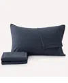 Premium Comforts Heathered Melange T-shirt Jersey Knit Cotton Blend 3 Piece Sheet Set, Twin In Navy