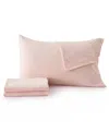 Premium Comforts Heathered Melange T-shirt Jersey Knit Cotton Blend 4 Piece Sheet Set, King In Blush Pink
