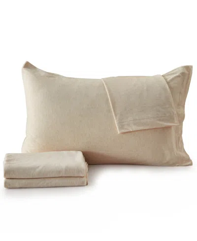 Premium Comforts Heathered Melange T-shirt Jersey Knit Cotton Blend 4 Piece Sheet Set, King In Oatmeal