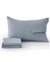 Premium Comforts Heathered Melange T-shirt Jersey Knit Cotton Blend 4 Piece Sheet Set, King In Sky Blue