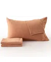 Premium Comforts Heathered Melange T-shirt Jersey Knit Cotton Blend 4 Piece Sheet Set, Twin Xl In Terracotta