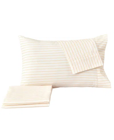 Premium Comforts Striped Microfiber Crease Resistant 4 Piece Sheet Set, Queen In Marigold