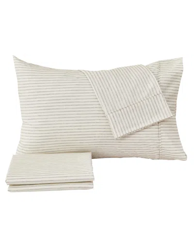 Premium Comforts Striped Microfiber Crease Resistant 4 Piece Sheet Set, Queen In Stripe - Light Gray