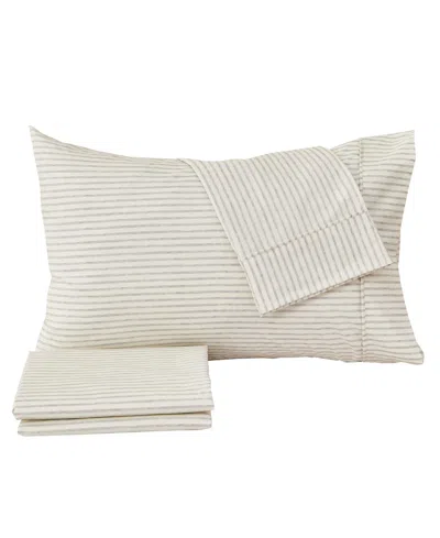 Premium Comforts Striped Wrinkle Resistant Microfiber 4-pc. Sheet Set, Queen In Stripe - Light Gray