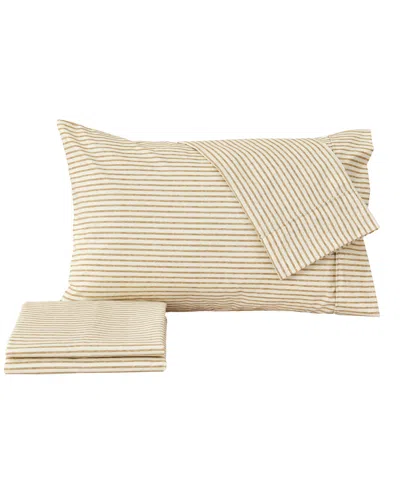 Premium Comforts Striped Microfiber Crease Resistant 4 Piece Sheet Set, Queen In Stripe - Light Taupe