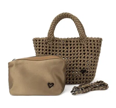 Prenelove Women's Brown Cambridge Small Woven Hand-knotted Tote - Dark Khaki