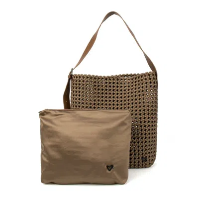 Prenelove Women's Brown Osler Woven Hand-knotted Hobo - Dark Khaki