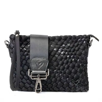 Prenelove Women's Charlotte Woven Crossbody In Nero Black/metallic Black
