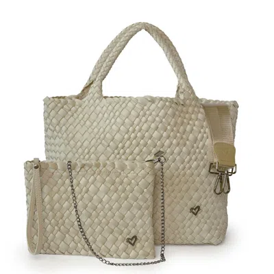 Prenelove Women's Neutrals London Large Woven Totes - Khaki In Yellow