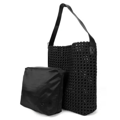 Prenelove Women's Osler Woven Hand-knotted Hobo - Black