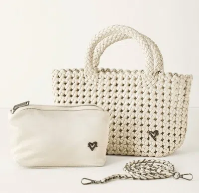 Prenelove Women's White Cambridge Small Woven Hand-knotted Tote - Bone