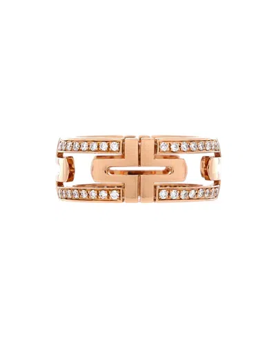 Pre-owned Pre-owned Bvlgari  Bvlgari 8mm Parentesi Band Ring 18k Rose Gold With Diamonds