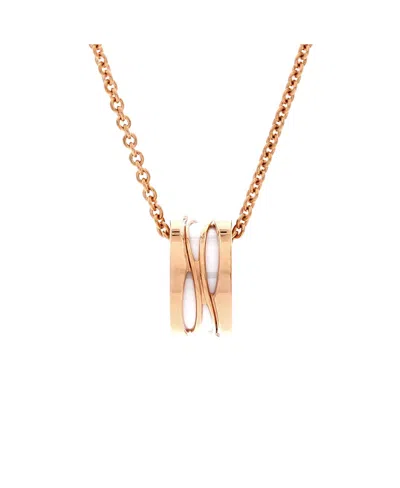 Pre-owned Pre-owned Bvlgari  Bvlgari B. Zero1 Design Legend Zaha Hadid Pendant Necklace 18k Rose Gold With Ceramic, 18 In Pink