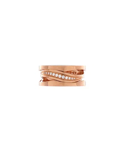 Pre-owned Pre-owned Bvlgari  Bvlgari B. Zero1 Design Legend Zaha Hadid Three Band Ring 18k Rose Gold With Diamonds In Pink