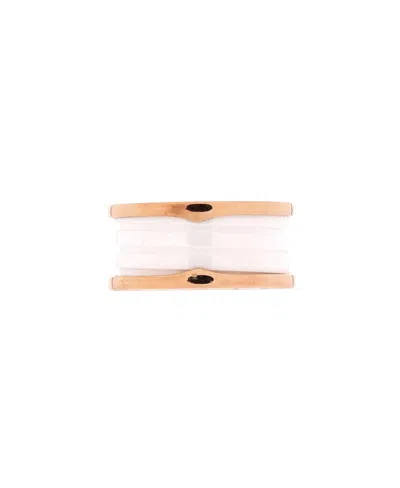 Pre-owned Pre-owned Bvlgari  Bvlgari B. Zero1 Three Band Ring 18k Rose Gold And Ceramic In Pink