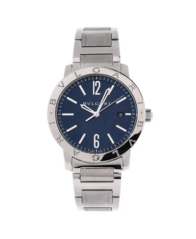Pre-owned Pre-owned Bvlgari  Bvlgari Bvlgari Bvlgari Solotempo Automatic Watch In Stainless Steel 41mm In Blue