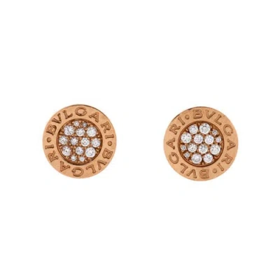 Pre-owned Bvlgari  Bvlgari Bvlgari Bvlgari Stud Earrings 18k Rose Gold And Diamonds