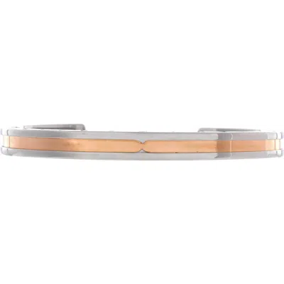 Pre-owned Bvlgari  Bvlgari B.zero1 Cuff Bracelet Stainless Steel And 18k Rose Gold In Silver