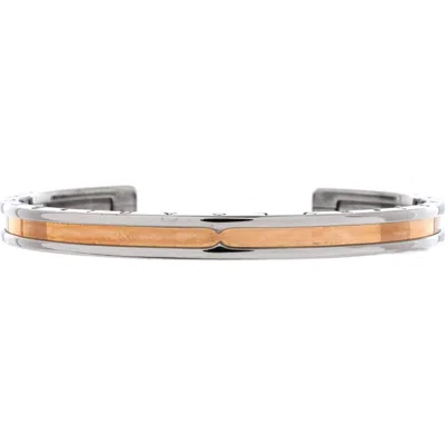 Pre-owned Bvlgari  Bvlgari B.zero1 Cuff Bracelet Stainless Steel And 18k Rose Gold In Silver