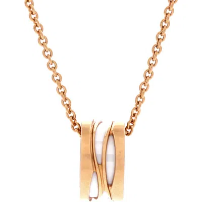 Pre-owned Bvlgari  Bvlgari B.zero1 Design Legend Zaha Hadid Pendant Necklace 18k Rose Gold With Ceramic