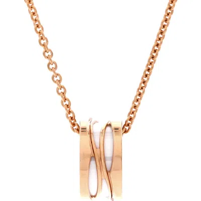 Pre-owned Bvlgari  Bvlgari B.zero1 Design Legend Zaha Hadid Pendant Necklace 18k Rose Gold With Ceramic