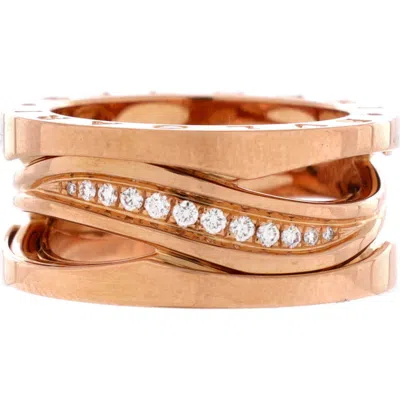 Pre-owned Bvlgari  Bvlgari B.zero1 Design Legend Zaha Hadid Three Band Ring 18k Rose Gold With Diamonds