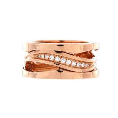 Pre-owned Bvlgari  Bvlgari B.zero1 Design Legend Zaha Hadid Three Band Ring 18k Rose Gold With Diamonds