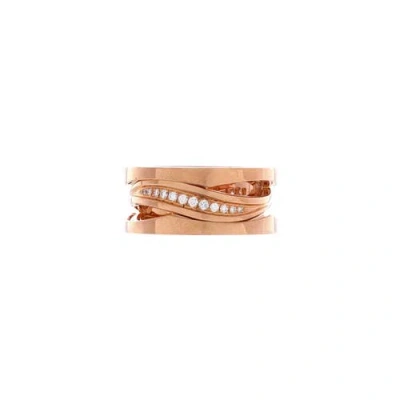 Pre-owned Bvlgari  Bvlgari B.zero1 Design Legend Zaha Hadid Three Band Ring 18k Rose Gold With Diamonds