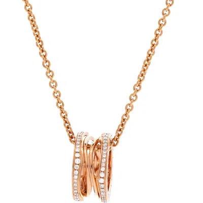 Pre-owned Bvlgari  Bvlgari B.zero1 Open Design Legend Zaha Hadid Pendant Necklace 18k Rose Gold With Diamonds