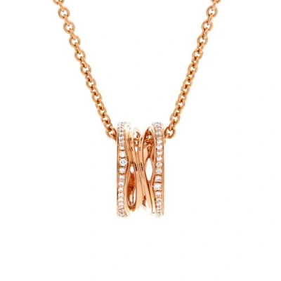 Pre-owned Bvlgari  Bvlgari B.zero1 Open Design Legend Zaha Hadid Pendant Necklace 18k Rose Gold With Diamonds