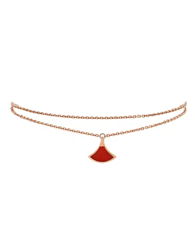 Pre-owned Pre-owned Bvlgari  Bvlgari Divas' Dream Bracelet 18k Rose Gold With Carnelian In Pink