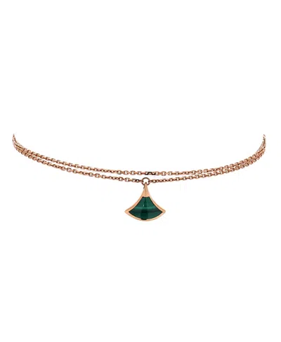Pre-owned Pre-owned Bvlgari  Bvlgari Divas' Dream Bracelet 18k Rose Gold With Malachite In Pink
