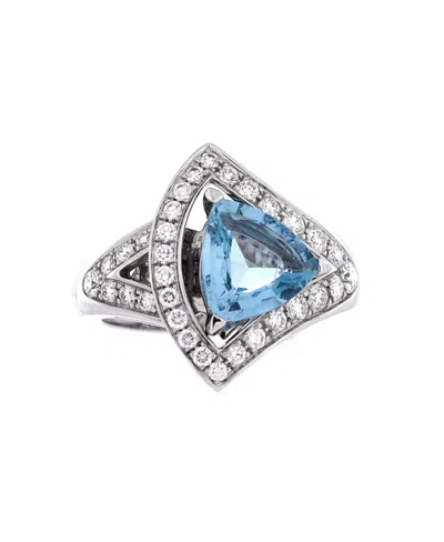 Pre-owned Pre-owned Bvlgari  Bvlgari Divas' Dream Openwork Ring 18k White Gold With Diamonds And Aquamarine