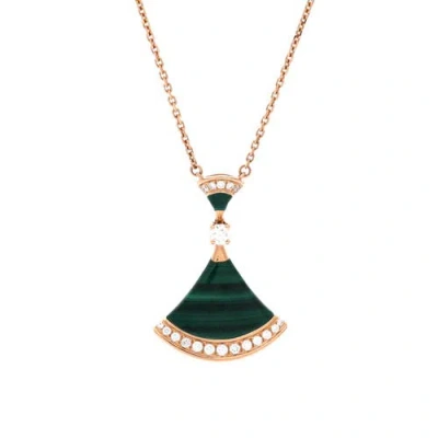 Pre-owned Bvlgari  Bvlgari Divas' Dream Pendant Necklace 18k Rose Gold With Malachite And Diamonds Large