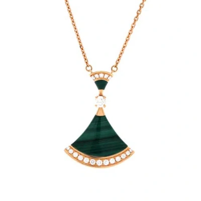 Pre-owned Bvlgari  Bvlgari Divas' Dream Pendant Necklace 18k Rose Gold With Malachite And Diamonds Large
