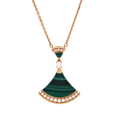 Pre-owned Bvlgari  Bvlgari Divas' Dream Pendant Necklace 18k Rose Gold With Malachite And Diamonds Large In Metallic Gold