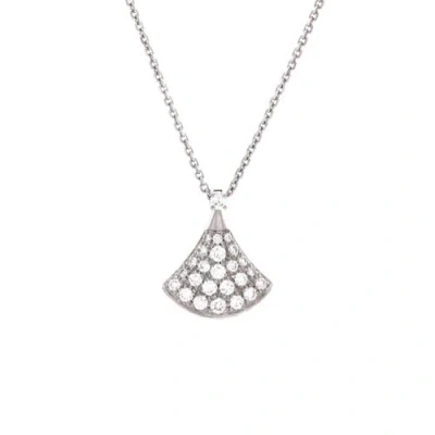 Pre-owned Bvlgari  Bvlgari Divas' Dream Pendant Necklace 18k White Gold With Pave Diamonds Small In Metallic Gold