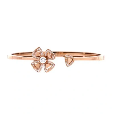 Pre-owned Bvlgari  Bvlgari Fiorever Bangle Bracelet 18k Rose Gold With Pave Diamonds