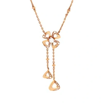 Pre-owned Bvlgari  Bvlgari Fiorever Drop Pendant Necklace 18k Rose Gold And Diamonds