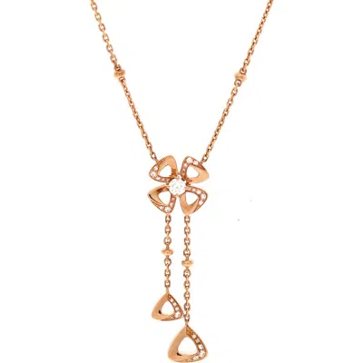 Pre-owned Bvlgari  Bvlgari Fiorever Drop Pendant Necklace 18k Rose Gold And Diamonds
