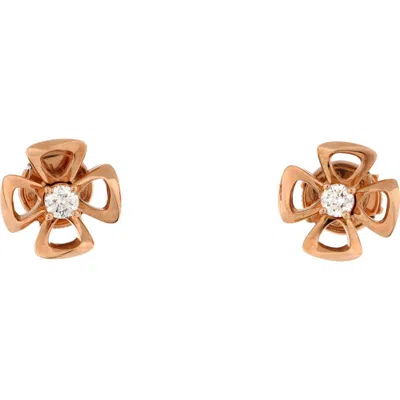 Pre-owned Bvlgari  Bvlgari Fiorever Stud Earrings 18k Rose Gold With Diamond