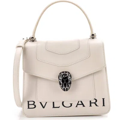 Pre-owned Bvlgari  Bvlgari Fragment Serpenti Forever Top Handle Bag Leather Small In White