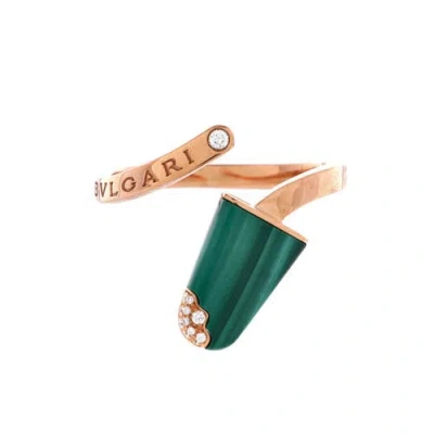 Pre-owned Bvlgari  Bvlgari Gelati Ring 18k Rose Gold With Malachite And Diamonds In Pink