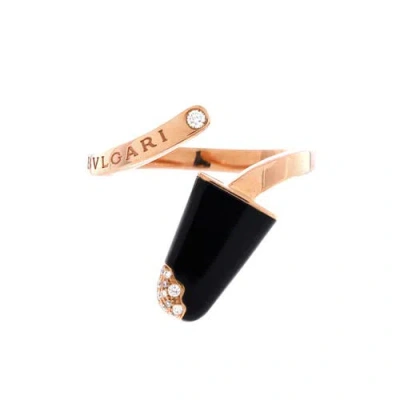 Pre-owned Bvlgari  Bvlgari Gelati Ring 18k Rose Gold With Onyx And Diamonds